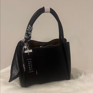 Chic Black Vegan Leather Shoulder Bag